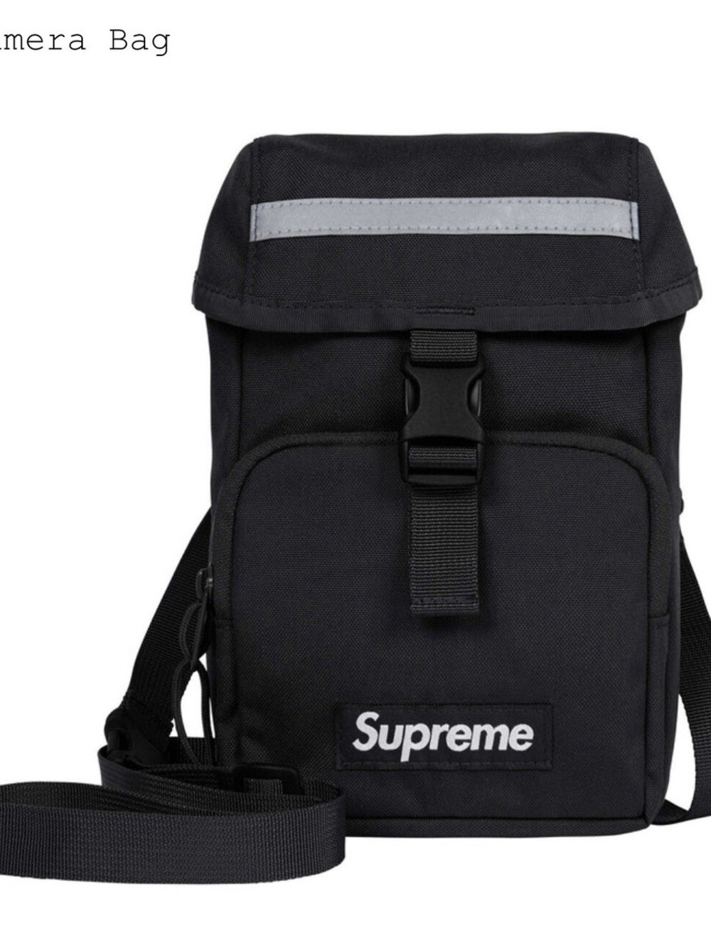 Supreme Black Camera Belt Bag with Reflective Trim